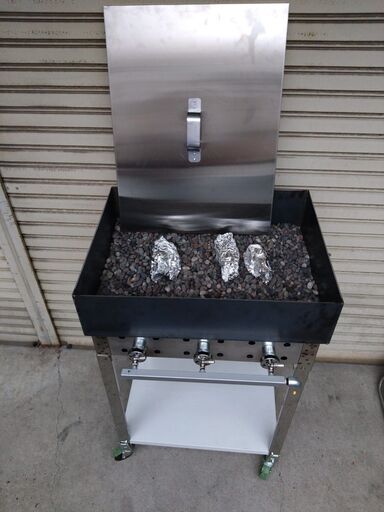 工場 石焼き芋 鉄板釜 ＋ ガスグリラー ＋ 専用台 ＋ ステンレスふた 