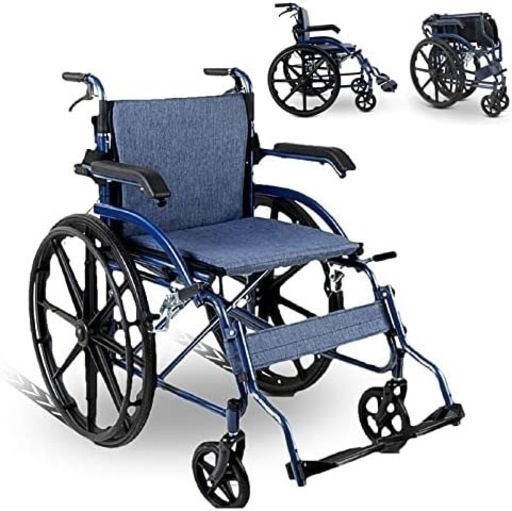 231 Jucwlle 車椅子 折りたたみ 軽量 ノーパンクタイヤ 車イス ブレーキ 折り畳み車いす 高齢者 介護·自走車椅子 手押し 旅行用 外出用 (JCW-A)