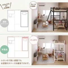 幅84センチ！】即お渡し可！コンパクトロフトベッド Slimfit スリム 