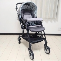 【美品】ピジョン ベビーカー ランフィ リノン グレー ドット 水玉