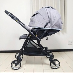 【美品】ピジョン ベビーカー ランフィ リノン グレー ドット 水玉