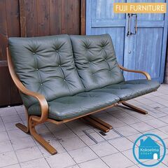 FUJI FURNITURE(冨士ファニチア)のAgio(アージオ) 本革 2Pソファー。曲木フレームから生み出される柔らかくしなやかな座り心地のセパレート型レザー2人掛けソファ。軽量で持ち運びも楽々CJ412