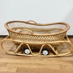 ラタン　ゆりかご　籐　ベビーベッド　ヴィンテージ