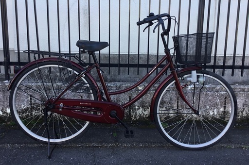 ＜特選・美品車＞ママチャリ・26インチ自転車 色・エンジ