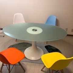 希少！ イタリア製 楕円形テーブル、イス✖️4セット！