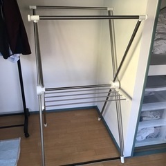 受け渡し予定者決定】全自動洗濯機、洗濯機ラック、室内洗濯物干し、3