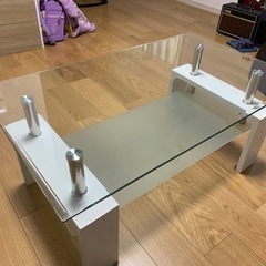 限定値下げ　美品ガラス天板センター（リビング）テーブル　ホワイト