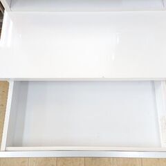 一面鏡 ドレッサー 収納スツール付き 引出し2個 扉1枚 棚板可動式 鏡面仕上げ ホワイト■横幅65cm×奥行42cm×高さ135㎝■近隣配送無料 買取帝国 朝霞店