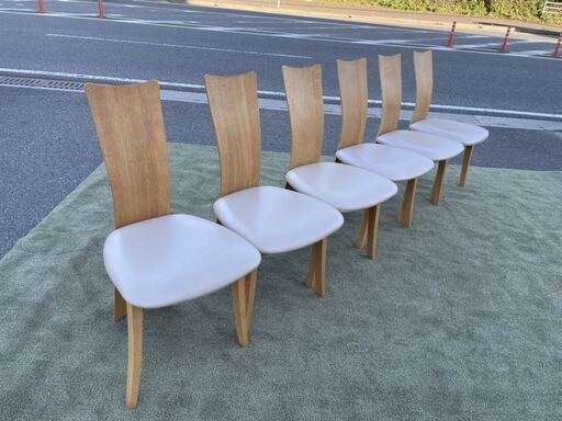 ☆中古品 美品 イバタインテリア ダイニングチャア6脚セット 飛騨家具 革 国産家具 福岡県古賀市☆