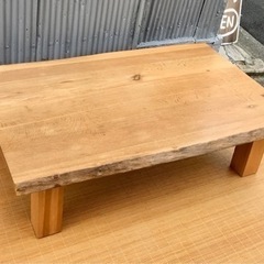 一枚板風　木製ローテーブル