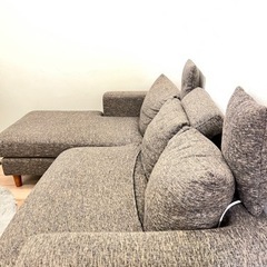 取引終了【LOWYA】3人掛け カウチソファ ヘッドレスト クッション付 ブラウン