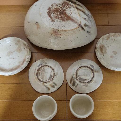 大皿 中皿 小皿 カップ 7点セット 新品 手作り 陶芸家作品
