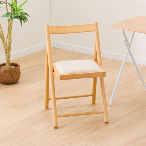 最新情報 【未使用】木製折りたたみチェア 2脚セット リューク2(ライトブラウン) 椅子