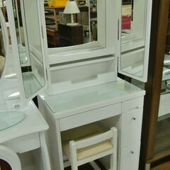 R056 NITORI 三面鏡ドレッサー、椅子セット、幅61cm 美品