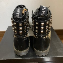 レースアップブーツ マーチン ヒョウ柄 毛皮調ブーツ