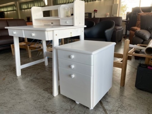 カントリー調のオシャレな学習デスク3点セット ホワイト色 学習机 www