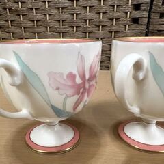 香蘭社 カトレア カップ＆ソーサー 2客セット ピンク 花 洋食器 陶磁器 コーヒーカップ ティーカップ ペアカップ ☆ 札幌市白石区 白石店 