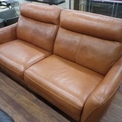 中古 ニトリ 3人掛け 牛革 ナツッジ リクライニング ソファ