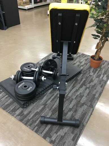 ワセイ: トレーニングベンチ＆アイワテック: ダンベルｾｯﾄ 中古品