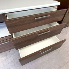 ニトリ キッチンボード ビゼン120KB DBR 幅12.5×奥行50×高さ201ｃｍ キッチン収納 食器棚 レンジボード ダークブラウン 札幌市手稲区