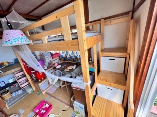 天然木ロフトベッド ハンガーパイプ付き 天然木ロフトベッド ハンガーパイプ付き