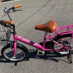 値下げ！子供自転車　16インチ　コマ付き　ピンク