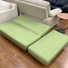 2人掛けアームレスソファー オットマン付き【トレファク 川越店】