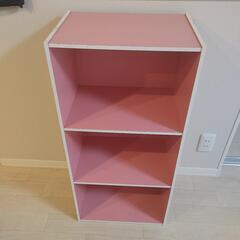 3段 カラーボックス(ピンク)