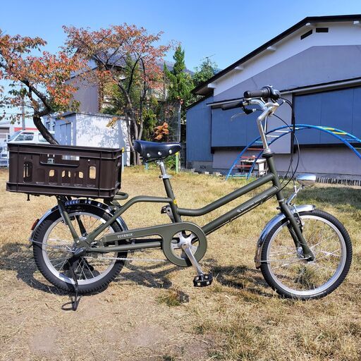 大きな後カゴでたっぷり荷物が積める ブリヂストン グリーンレーベル TOTEBOX SMALL マットカーキ