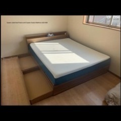 [関西圏配送相談可]クイーンサイズ収納付きベッドフレーム＋クイーンサイズコアラマットレスセット