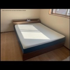 [関西圏配送相談可]クイーンサイズ収納付きベッドフレーム＋クイーンサイズコアラマットレスセット