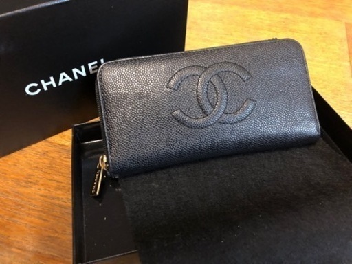 【極美品】CHANEL　シャネル　ラウンドファスナー長財布　ブラック　キャビアスキン