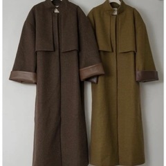 超貴重】lawgy stand neck leather cuff coat green
