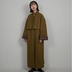 【超貴重】lawgy stand neck leather cuff coat green
