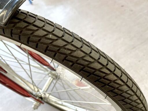 20インチ 折りたたみ自転車 6段変速 荷台 鍵 カゴ 赤 レッド 自転車 ...