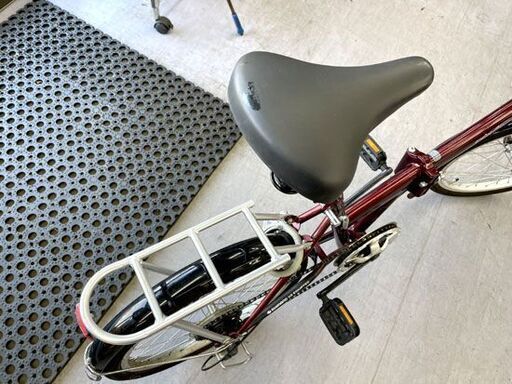 20インチ 折りたたみ自転車 6段変速 荷台 鍵 カゴ 赤 レッド 自転車