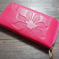 花柄 ピンク長財布