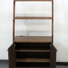 マルヨシ民芸 ディープ ウォールナット シンプルモダン シェルフ キャビネット カグクロ  収納家具 中古 店頭引取歓迎 R6643)