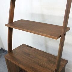 マルヨシ民芸 ディープ ウォールナット シンプルモダン シェルフ キャビネット カグクロ  収納家具 中古 店頭引取歓迎 R6643)