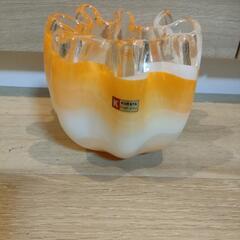 クラタグラス　花瓶　昭和レトロ　橙色