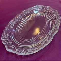 昭和レトロ　ガラス椿のデザートプレート