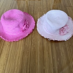 麦わら帽子　ピンク　2セット　フリーサイズ