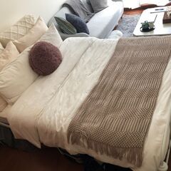 【セット】ダブルベッドマットレス&パイプベッド | ホワイト