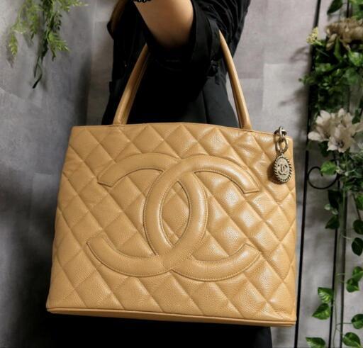 本物廃盤レア！超美品●CHANEL シャネル●マトラッセ ココマーク●キャビアスキン 復刻トートバッグ●キャメル●肩掛け