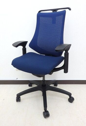 北海道 千歳市/恵庭市 状態良好!!ITOKI/イトーキ オフィスチェア エフチェア KG-170JBH-T1B2 19年製 ネイビーブルー メッシュ デスクチェア イス 椅子