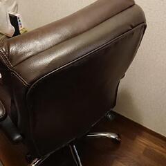 リクライニングオフィスチェア　革張り　ブラウン　使用少　C-300