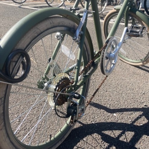 アサヒサイクル ミニベロ シマノ6段変速、鍵付き