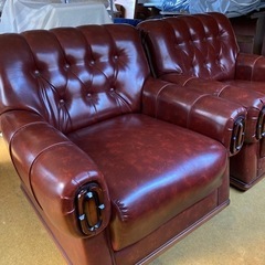 【ヴィンテージ】高級 応接ソファ/シングルソファ（2脚セット）