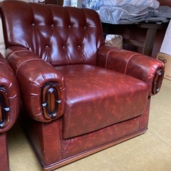 【ヴィンテージ】高級 応接ソファ/シングルソファ（2脚セット）