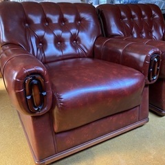 【ヴィンテージ】高級 応接ソファ/シングルソファ（2脚セット）